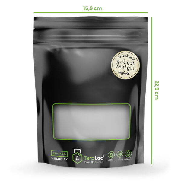 Grove Bags - 30 gr mit Fenster - front mit bemaßung