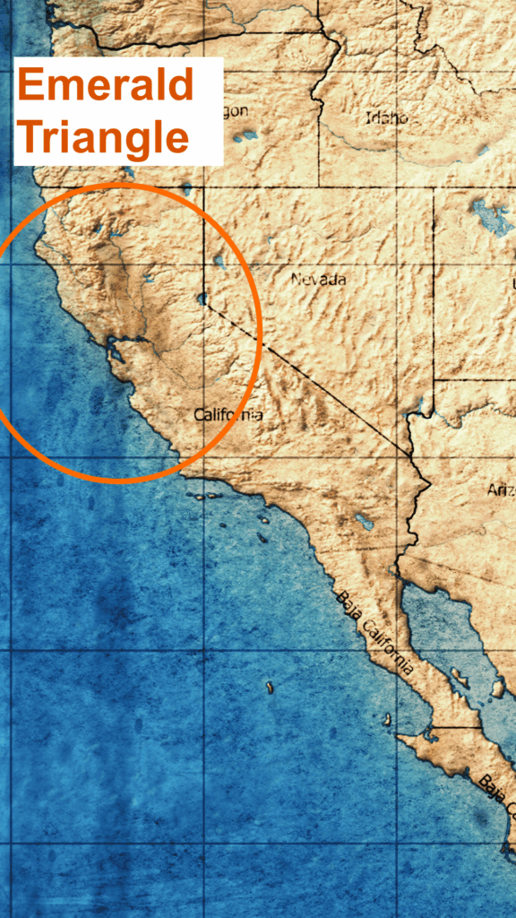 Karte der drei Countys des Emerald Triangle